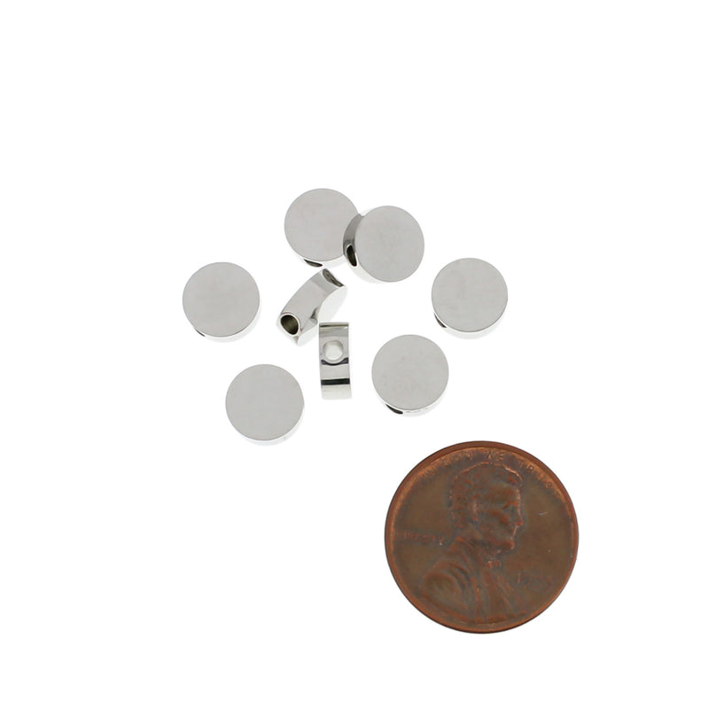 Perles d'espacement en acier inoxydable 7,5 mm x 3 mm - ton argent - 1 perle - MT242