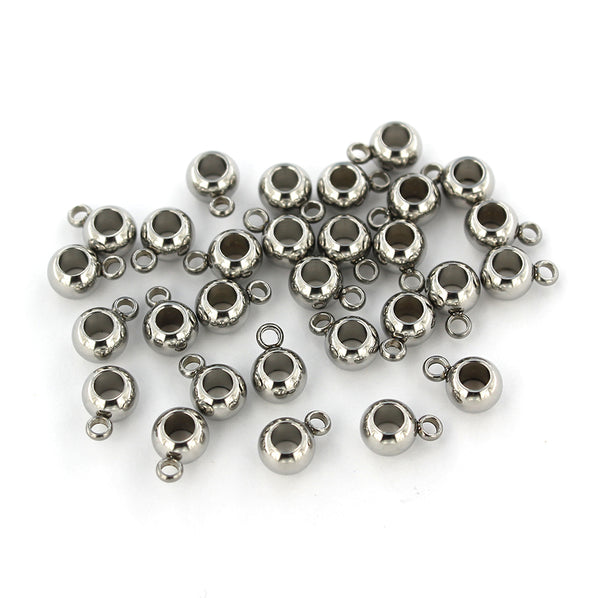 Bail Beads 9mm x 6mm - Acier Inoxydable Argenté - 10 Perles - FD611