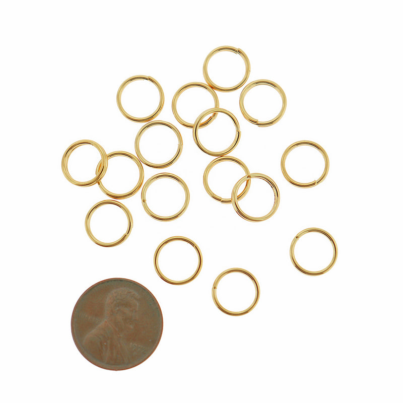 Gold Stainless Steel Split Rings 10mm x 2mm - Open 12 Gauge - 50 Rings - SS088