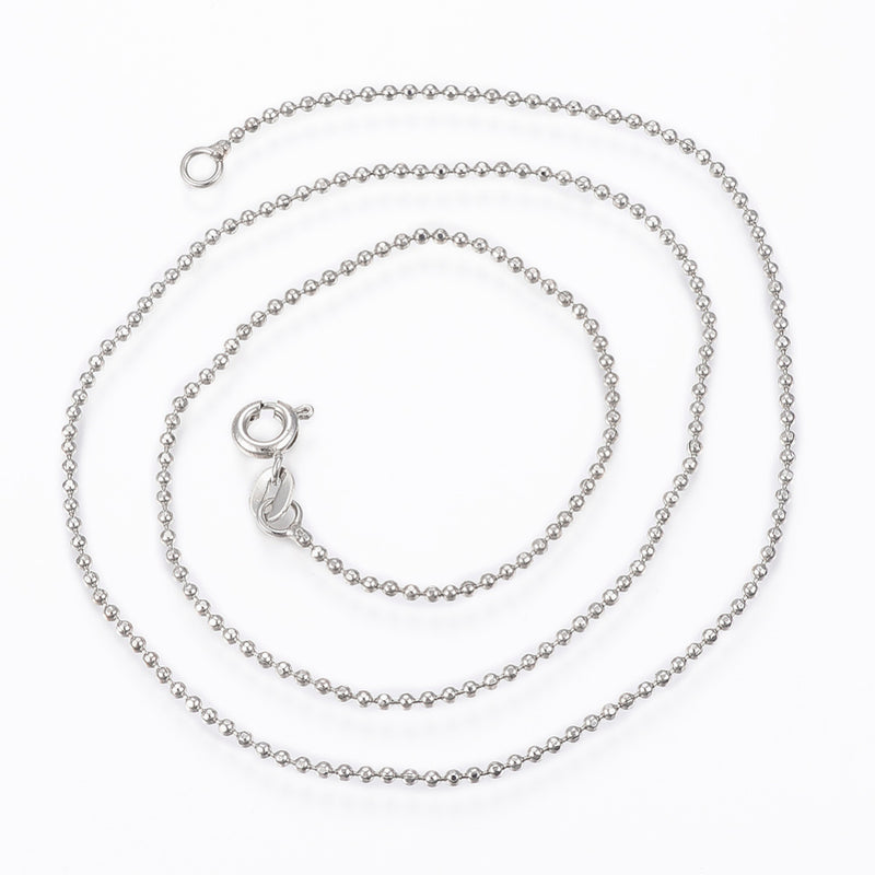Silver Tone Ball Chain Necklace 19" - 2mm - 1 Necklace - N467