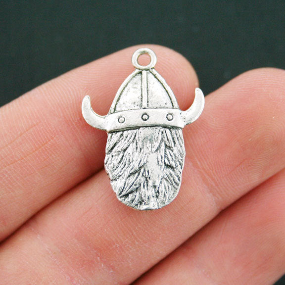 4 Viking Antique Silver Tone Charms 2 Sided - SC1227