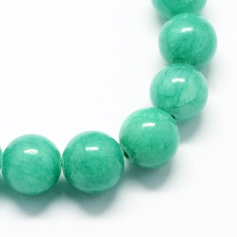 Perles rondes en jade naturel 8 mm - Aigue-marine - 1 rang 50 perles - BD988