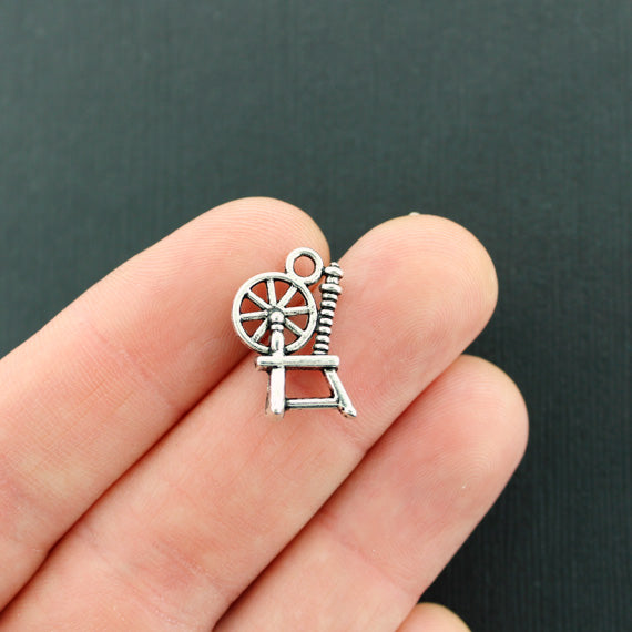 BULK 30 Spinning Wheel Antique Silver Tone Charms 2 Sided - SC6021