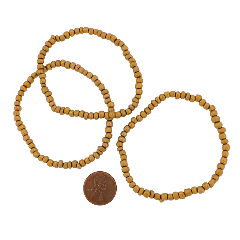 Bracelets en perles de verre - 65 mm - Or - 5 bracelets - BB101