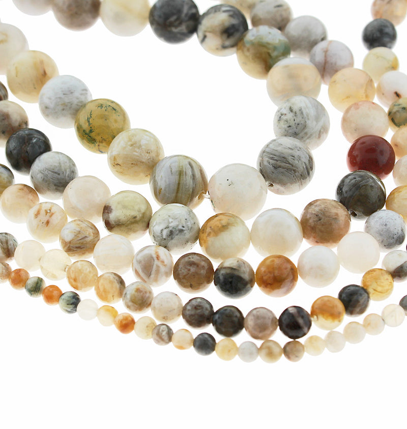 Perles d'agate naturelle rondes 4mm -12mm - Choisissez votre taille - Tons du désert - 1 brin complet de 15" - BD1821