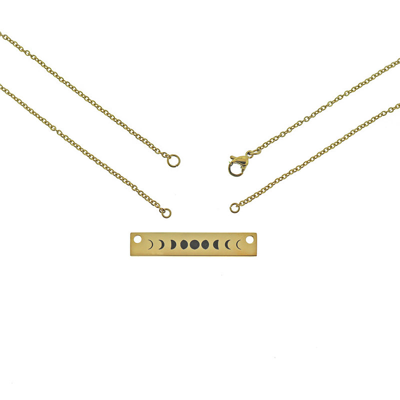 Collier connecteur chaîne câble acier inoxydable doré 14.5" - 2mm - 1 collier - N630