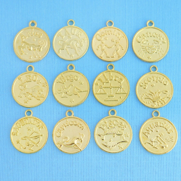Zodiac Collection Gold Tone 12 Different Charms - COL122H