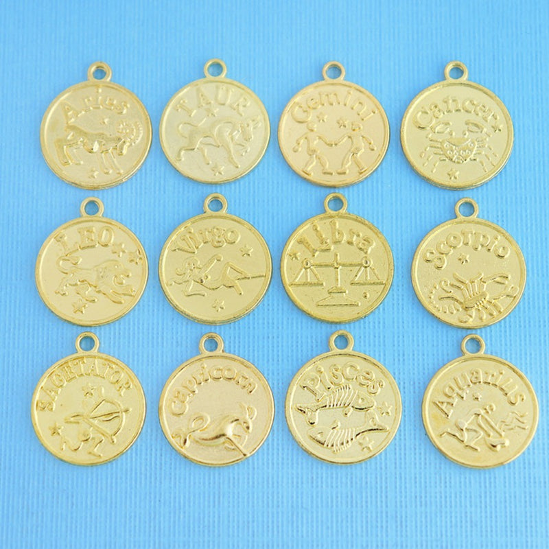 Zodiac Collection Gold Tone 12 Different Charms - COL122H