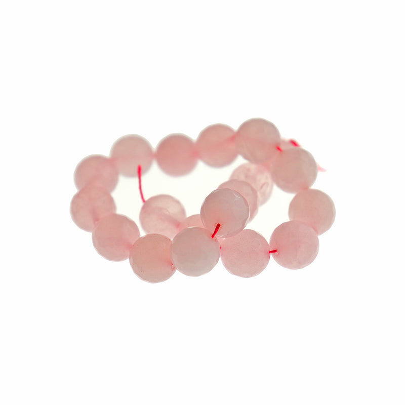 Perles de Quartz Rose Naturel à Facettes 10mm - Rose Pétale - 1 Rang 19 Perles - BD1753