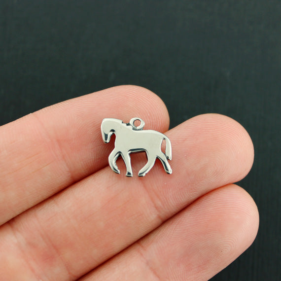 Horse Silver Tone Stainless Steel Charms 2 Sided - MT725