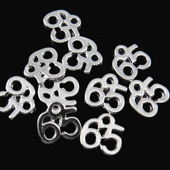 5 Number 65 Silver Tone Charms - SC2363