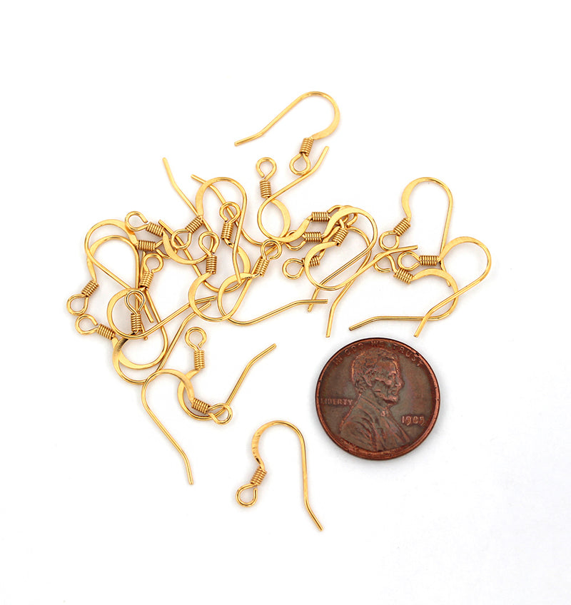 Boucles d'oreilles en acier inoxydable doré - Crochets de style français - 15 mm x 13 mm - 10 pièces 5 paires - FD719