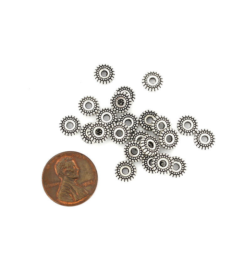 Spacer Beads 2mm x 7mm - Silver Tone - 25 Beads  - SC7735