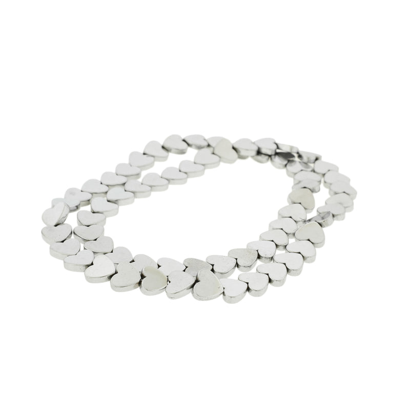 Heart Hematite Beads 7mm - Metallic Silver - 1 Strand 63 Beads - BD1050