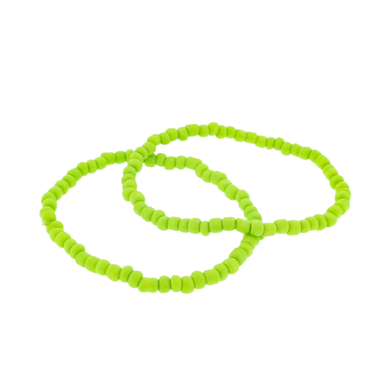 Seed Glass Bead Bracelet - 65mm - Lime Green - 1 Bracelet - BB096