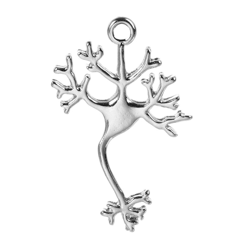 5 Neuron Silver Tone Charms 2 Sided - SC5605