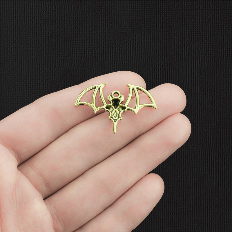 4 Bat Gold Tone Charms - GC392