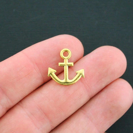 SALE 8 Anchor Antique Gold Tone Charms 2 Sided - GC282