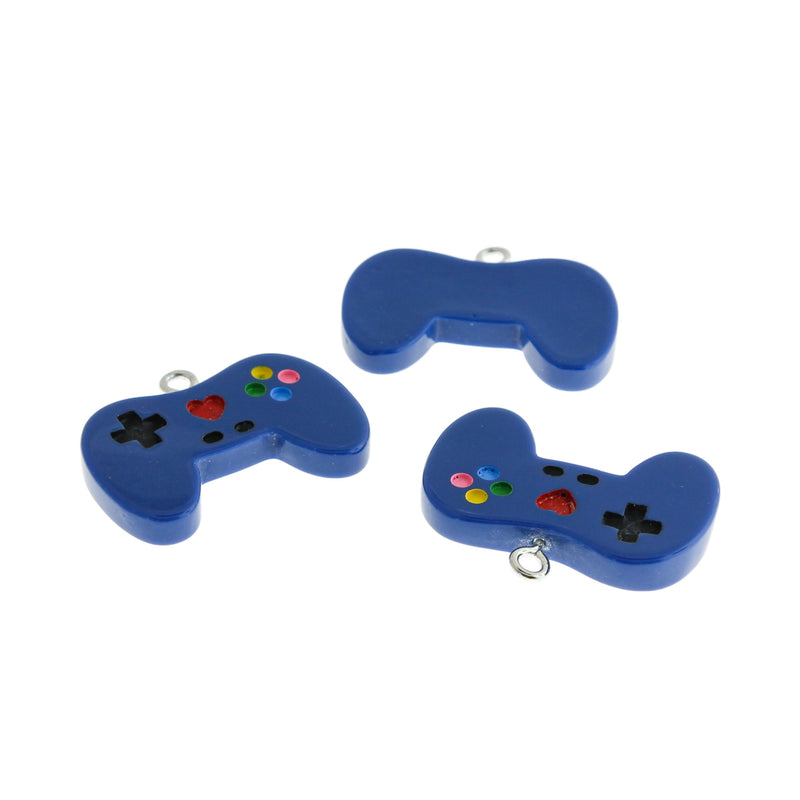 4 Blue Game Controller Resin Charms - K529