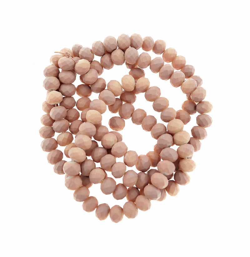 Faceted Glass Beads 8mm - Light Brown - 1 Strand 140 Beads - BD480