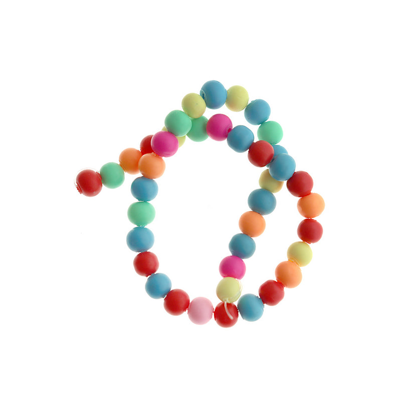Round Polymer Clay Beads 6mm - Assorted Rainbow - 1 Strand 40 Beads - BD163