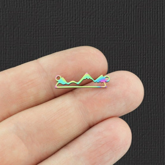 Mountain Connector Rainbow Electroplated Stainless Steel Charm - SSP120