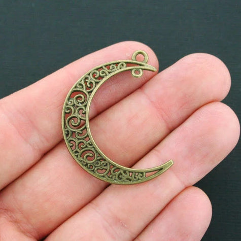 4 Crescent Moon Antique Bronze Tone Charms - BC1339