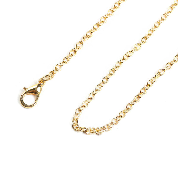Gold Tone Cable Chain Necklaces 24" - 2mm - 12 Necklaces - N459