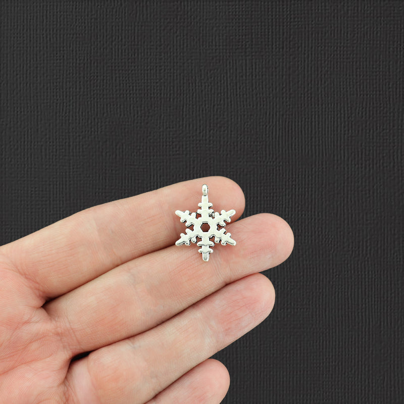 10 Snowflake Antique Silver Tone Charms - SC487