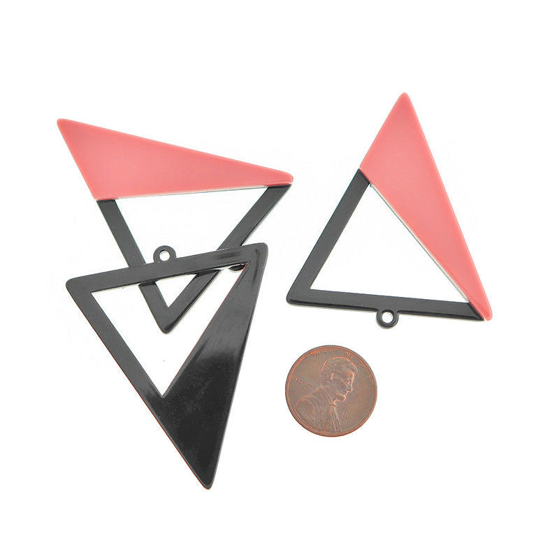 2 Pink Triangle Resin Charms - K580