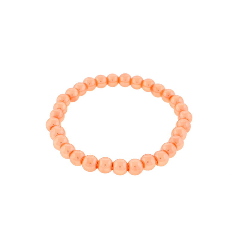 Round Glass Bead Bracelets 4mm - 55mm - Coral - 5 Bracelets - BB125