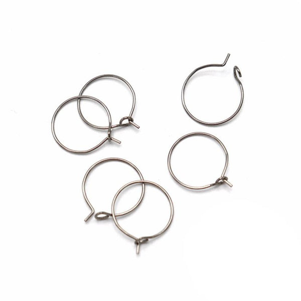 Stainless Steel Earring Wires - Wine Charms Hoops - 15mm - 20 Pieces - FD960