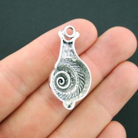 12 Snail Antique Silver Tone Charms  - SC5563