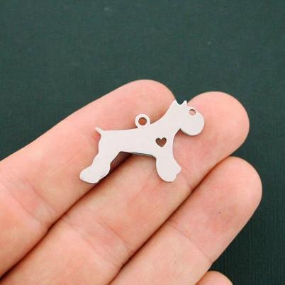 Terrier Silver Tone Stainless Steel Charms 2 Sided - MT422
