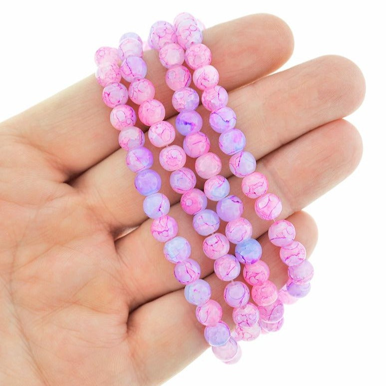 Round Glass Beads 6mm - Unicorn Crinkle - 1 Strand 145 Beads - BD697