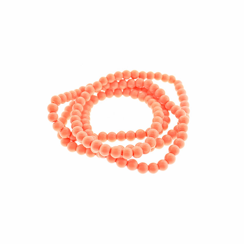 Round Glass Beads 6mm - Coral - 1 Strand 145 Beads - BD2284