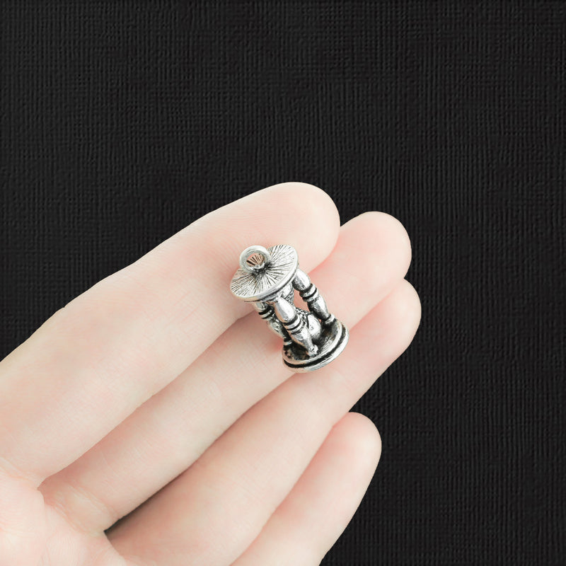 Hourglass Antique Silver Tone Charm 3D - SC3707