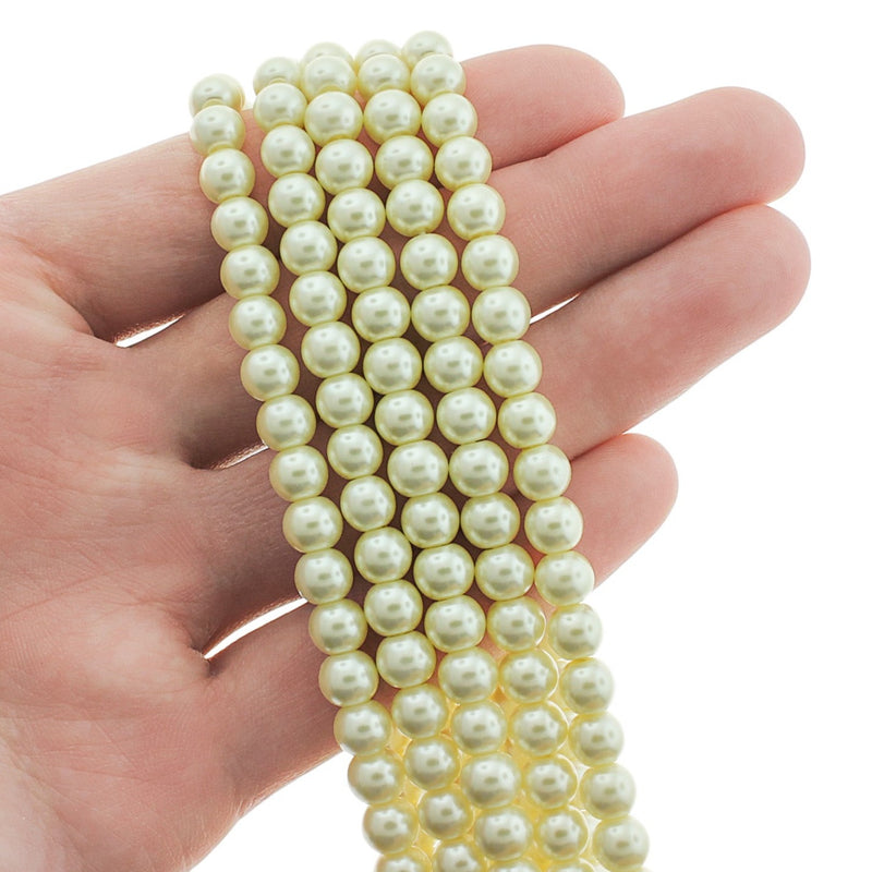 Round Glass Beads 6mm - Pearl White - 1 Strand 72 Beads - BD2691