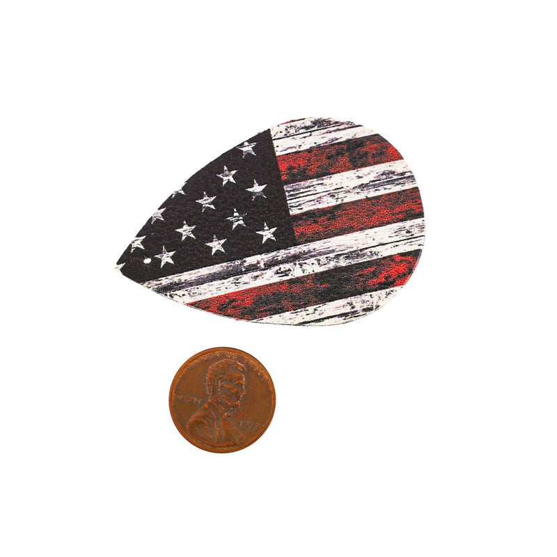 Imitation Leather Teardrop Pendants - American Flag - 2 Pieces - LP273