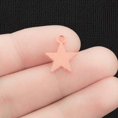 12 Star Rose Gold Tone Charms 2 Sided - GC630