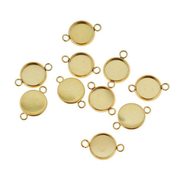Fixations Connecteur Cabochon Acier Inoxydable Doré - Plateau 8mm - 4 Pièces - CBS022