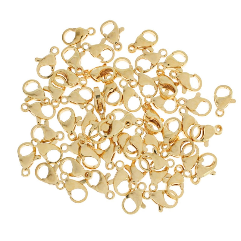 Gold Stainless Steel Lobster Clasps 10mm x 6mm - 10 Clasps - FF246