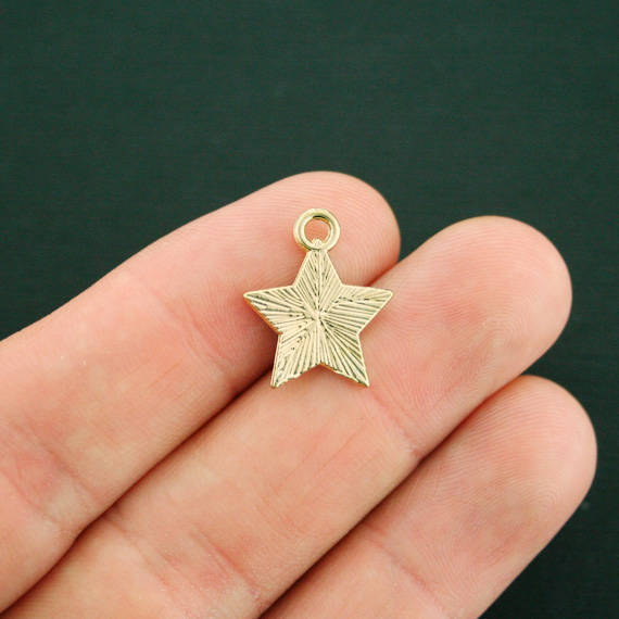 5 American Flag Gold Tone Enamel Charms - E305