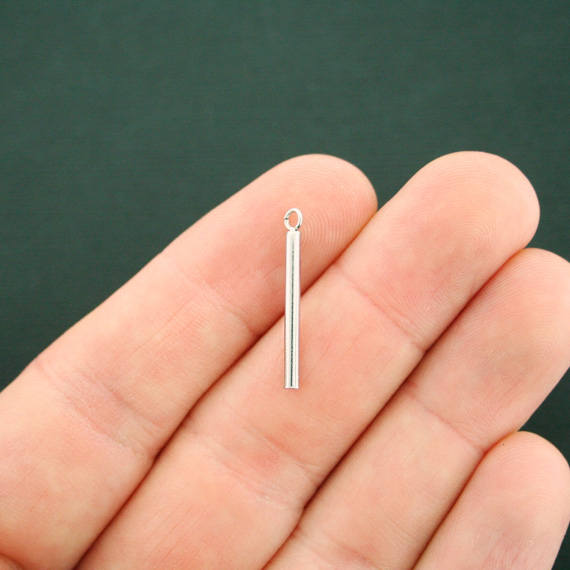 5 breloques en acier inoxydable ton argent goutte 23 mm x 3 mm - FD515