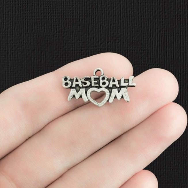 5 Baseball Mom Antique Silver Tone Charms - SC3323