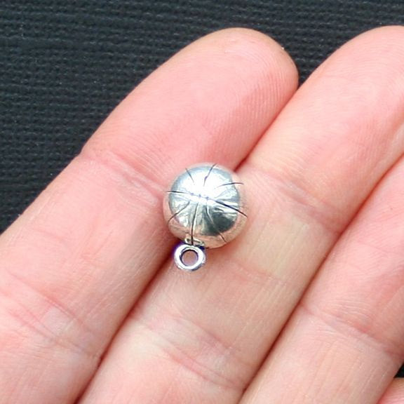 5 Basketball Antique Silver Tone Charms 3D - SC3092