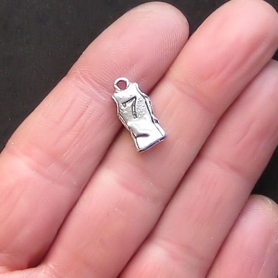 5 Basketball Jersey Antique Silver Tone Charms 2 Sided - SC066