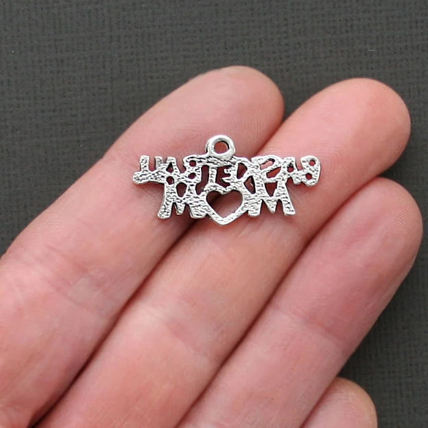 5 Basketball Mom Antique Silver Tone Charms - SC1789