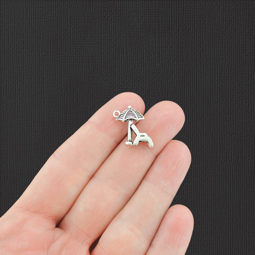 5 Beach Chair Antique Silver Tone Charms 3D - SC1990