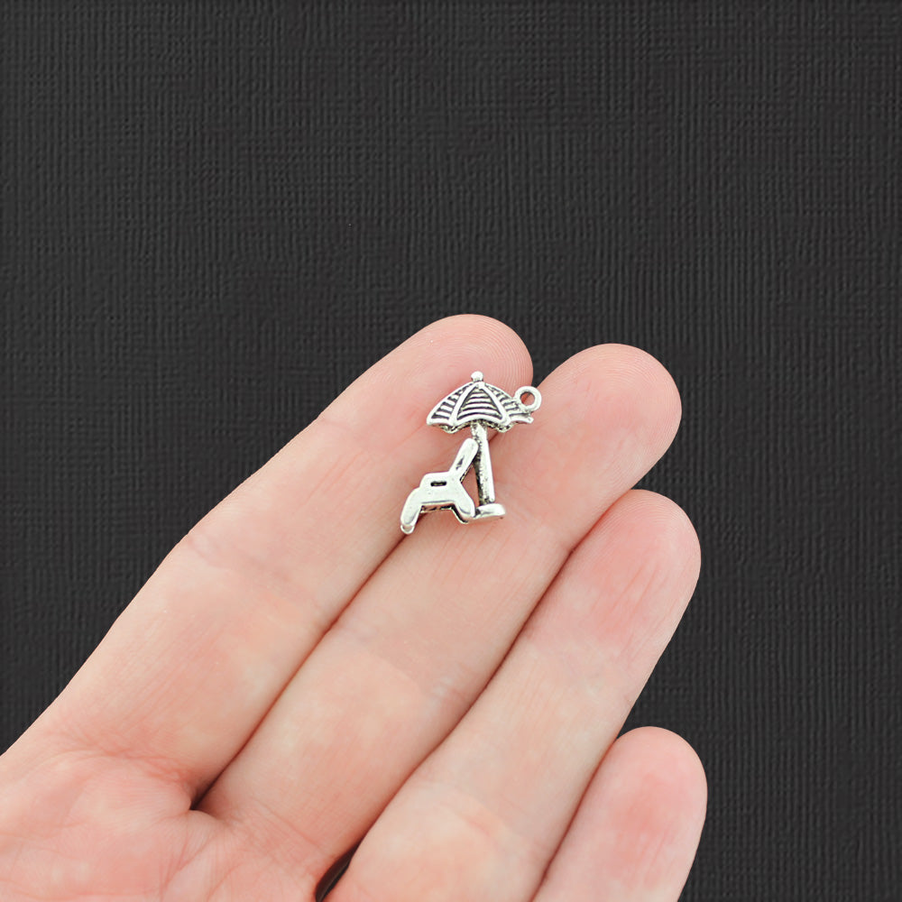 5 Beach Chair Antique Silver Tone Charms 3D - SC1990